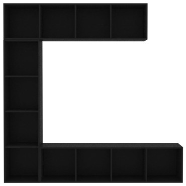 vidaXL Έπιπλο TV / Βιβλιοθήκη Σετ 3 τεμ. Μαύρο 180x30x180cm
