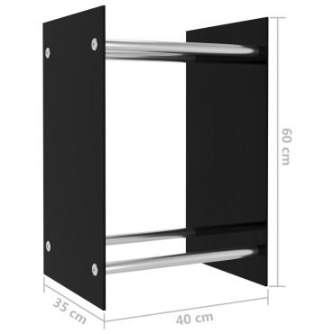 vidaXL Ράφι Καυσόξυλων Μαύρο 40 x 35 x 60 εκ. Γυάλινο