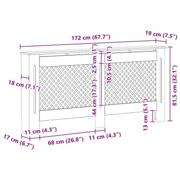 vidaXL Κάλυμμα Καλοριφέρ Λευκό 172 x 19 x 81,5 εκ. από MDF