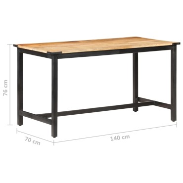 vidaXL Τραπεζαρία 140x70x76cm από Μασίφ Ακατέργαστο Ξύλο Μάνγκο 1 τεμ.
