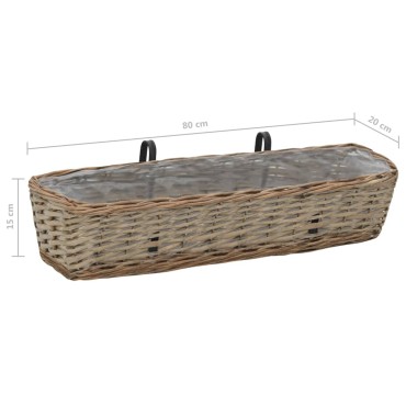 vidaXL Ζαρντινιέρες Μπαλκονιού 2 τεμ. 80 εκ. Wicker Επένδυση PE