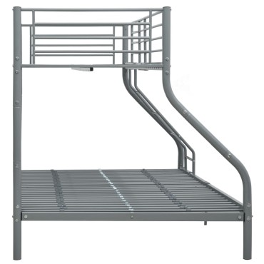 vidaXL Πλαίσιο Κουκέτας Γκρι 140x200cm / 90x200cm Μεταλλικό 1 τεμ. - Διπλό