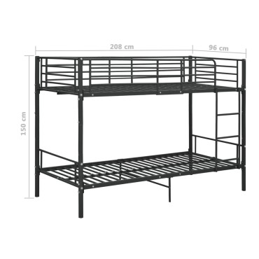 vidaXL Κουκέτα Μαύρη 90x200cm Μεταλλική 1 τεμ. - Μονό