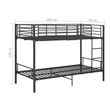 vidaXL Κουκέτα Μαύρη 90x200cm Μεταλλική 1 τεμ. - Μονό