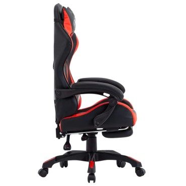 vidaXL Καρέκλα Racing με Υποπόδιο Κόκκινη/Μαύρη από Συνθετικό Δέρμα 64x65x(111,5-119)cm 1 τεμ.