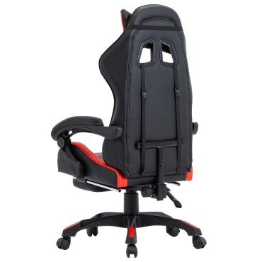 vidaXL Καρέκλα Racing με Υποπόδιο Κόκκινη/Μαύρη από Συνθετικό Δέρμα 64x65x(111,5-119)cm 1 τεμ.