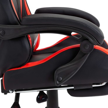 vidaXL Καρέκλα Racing με Υποπόδιο Κόκκινη/Μαύρη από Συνθετικό Δέρμα 64x65x(111,5-119)cm 1 τεμ.