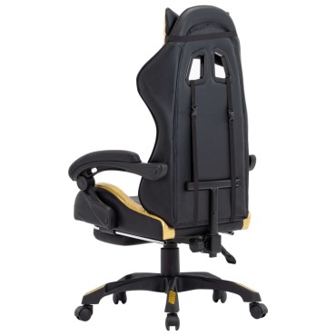 vidaXL Καρέκλα Racing με Υποπόδιο Χρυσή/Μαύρη από Συνθετικό Δέρμα 64x65x(111,5-119)cm 1 τεμ.