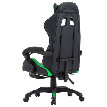 vidaXL Καρέκλα Racing με Υποπόδιο Πράσινη/Μαύρη από Συνθετικό Δέρμα 64x65x(111,5-119)cm 1 τεμ.
