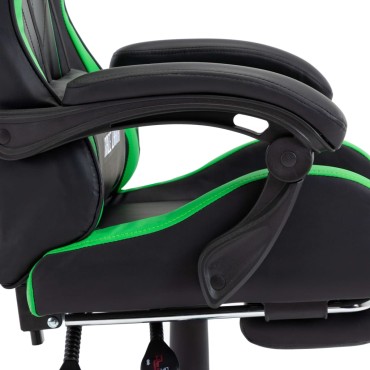 vidaXL Καρέκλα Racing με Υποπόδιο Πράσινη/Μαύρη από Συνθετικό Δέρμα 64x65x(111,5-119)cm 1 τεμ.