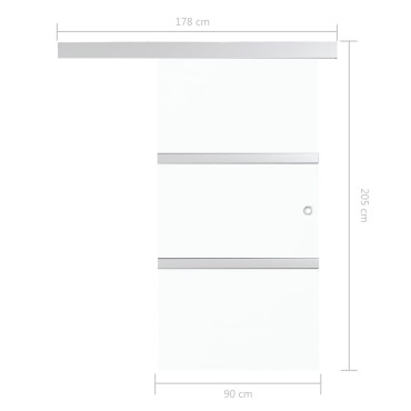 vidaXL Συρόμενη Πόρτα Άσημί 90 x 212 εκ. από Γυαλί ESG / Αλουμίνιο