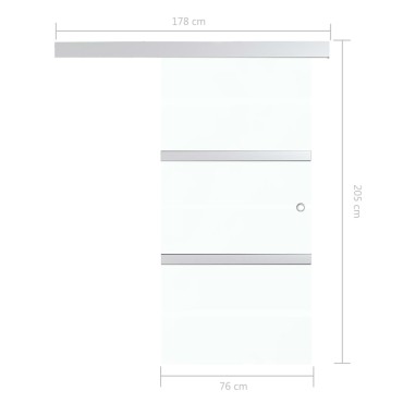vidaXL Συρόμενη Πόρτα Ασημί 76 x 205 εκ. από Γυαλί ESG / Αλουμίνιο