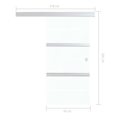 vidaXL Συρόμενη Πόρτα Ασημί 76x205εκ. Γυαλί ESG/Αλουμίνιο Μαλακά Στοπ