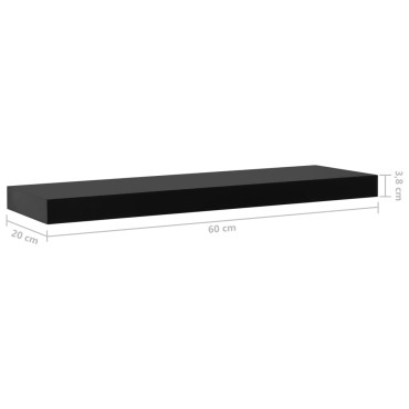 vidaXL Ράφια Τοίχου 2 τεμ. Μαύρα 60x20x3,8cm