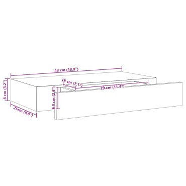 vidaXL Ράφι Τοίχου με Συρτάρι Μαύρο 48x25x8cm από MDF 1 τεμ.