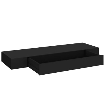 vidaXL Ράφι Τοίχου με Συρτάρι Μαύρο 80x25x8cm MDF 1 τεμ.