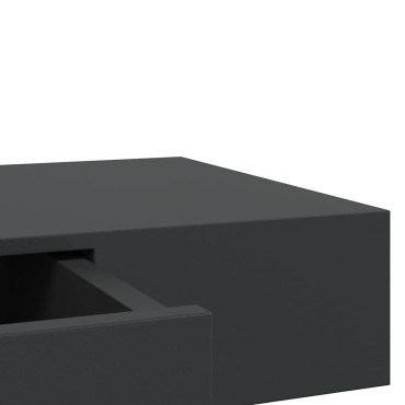 vidaXL Ράφι Τοίχου με Συρτάρι Μαύρο 80x25x8cm MDF 1 τεμ.