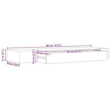 vidaXL Ράφι Τοίχου με Συρτάρι Μαύρο 80x25x8cm MDF 1 τεμ.