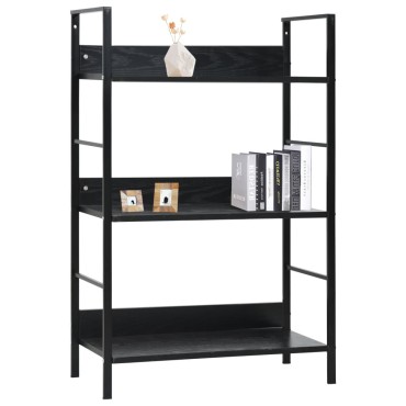 vidaXL Ραφιέρα 3 Επιπέδων Μαύρη 60x27,6x90,5cm Επεξεργασμένο Ξύλο 1 τεμ.