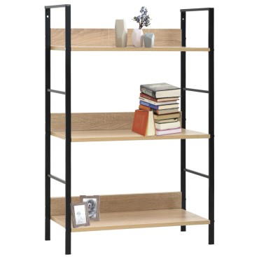 vidaXL Ραφιέρα 3 Επιπέδων Δρυς 60x27,6x90,5cm Επεξεργασμένο Ξύλο 1 τεμ.