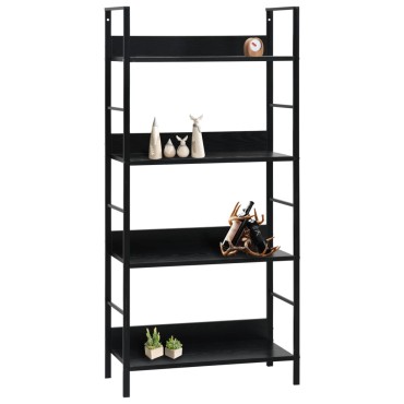 vidaXL Ραφιέρα 4 Επιπέδων Μαύρη 60x27,6x124,5cm Επεξεργασμένο Ξύλο 1 τεμ.