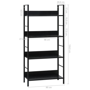 vidaXL Ραφιέρα 4 Επιπέδων Μαύρη 60x27,6x124,5cm Επεξεργασμένο Ξύλο 1 τεμ.