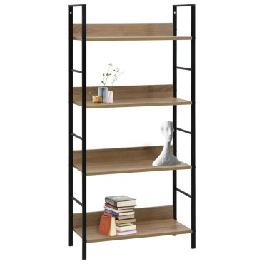 vidaXL Ραφιέρα 4 Επιπέδων Δρυς 60x27,6x124,5cm Επεξεργασμένο Ξύλο 1 τεμ.
