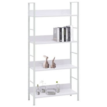 vidaXL Ραφιέρα 4 Επιπέδων Λευκή 60x27,6x124,5cm Επεξεργασμένο Ξύλο 1 τεμ.