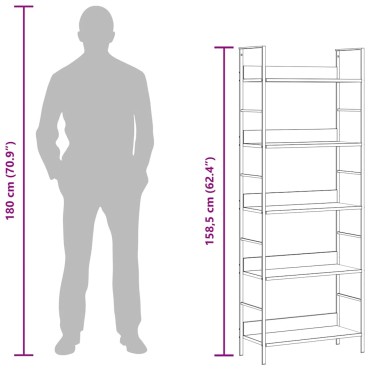 vidaXL Ραφιέρα 5 Επιπέδων Λευκή 60x27,6x158,5cm Επεξεργασμένο Ξύλο 1 τεμ.