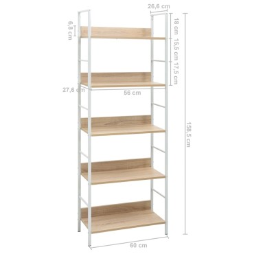 vidaXL Ραφιέρα 5 Επιπέδων Δρυς 60x27,6x158,5cm Επεξεργασμένο Ξύλο 1 τεμ.