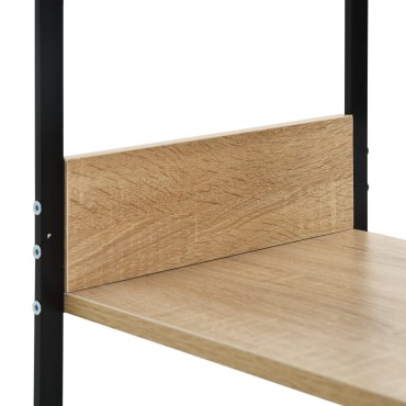 vidaXL Ραφιέρα Ίσια Μικρή Μαύρη/Δρυς 33,5x39,6x79,7cm Επεξ. Ξύλο 1 τεμ.
