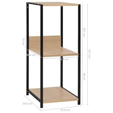 vidaXL Ραφιέρα Ίσια Μικρή Μαύρη/Δρυς 33,5x39,6x79,7cm Επεξ. Ξύλο 1 τεμ.