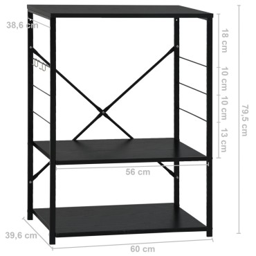vidaXL Ντουλάπι Φούρνου Μικροκυμάτων Μαύρο 60x39,6x79,5 εκ. Επεξ. Ξύλο
