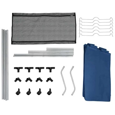 vidaXL Καλάθι Διαχωρισμού Απλύτων με 3 Σάκους Μπλε από Ατσάλι