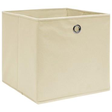 vidaXL Κουτιά Αποθήκευσης 4 τεμ. Κρεμ 32 x 32 x 32 εκ. Υφασμάτινα