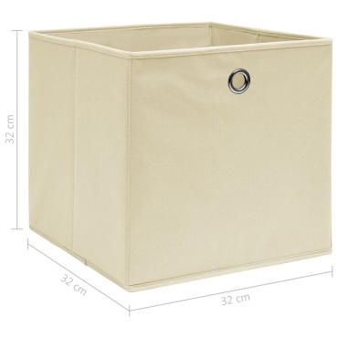 vidaXL Κουτιά Αποθήκευσης 10 τεμ. Κρεμ 32 x 32 x 32 εκ. Υφασμάτινα