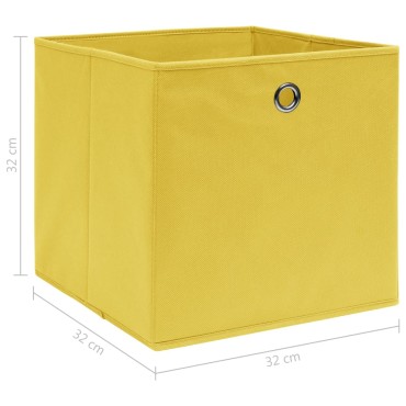 vidaXL Κουτιά Αποθήκευσης 4 τεμ. Κίτρινα 32 x 32 x 32 εκ. Υφασμάτινα