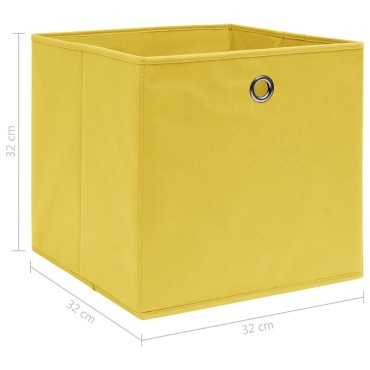vidaXL Κουτιά Αποθήκευσης 10 τεμ. Κίτρινα 32 x 32 x 32 εκ. Υφασμάτινα