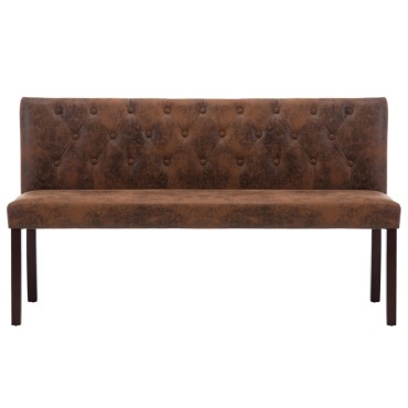 vidaXL Παγκάκι Καφέ από Συνθετικό Καστόρι 148,5x52x84,5cm 1 τεμ.