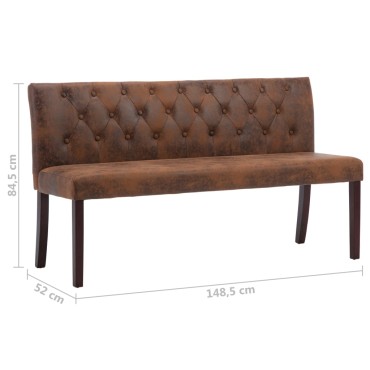vidaXL Παγκάκι Καφέ από Συνθετικό Καστόρι 148,5x52x84,5cm 1 τεμ.