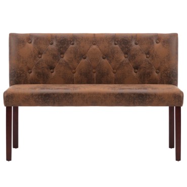 vidaXL Παγκάκι Καφέ από Συνθετικό Καστόρι 120x52x84,5cm 1 τεμ.