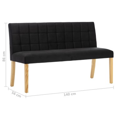 vidaXL Παγκάκι Μαύρο Βελούδινο 140x56x86cm 1 τεμ.