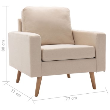 vidaXL Πολυθρόνα Κρεμ Υφασμάτινη 77x71x80cm 1 τεμ.