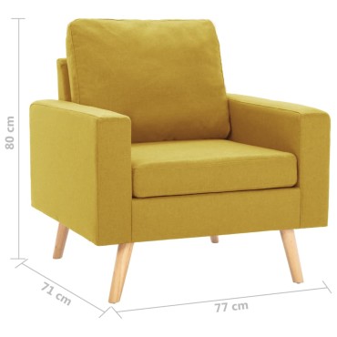 vidaXL Πολυθρόνα Κίτρινη Υφασμάτινη 77x71x80cm 1 τεμ.