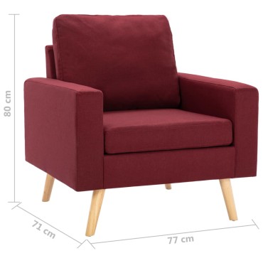 vidaXL Πολυθρόνα Μπορντό Υφασμάτινη 77x71x80cm 1 τεμ.