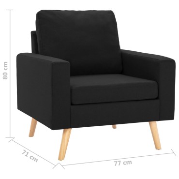 vidaXL Πολυθρόνα Μαύρη Υφασμάτινη 77x71x80cm 1 τεμ.
