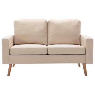 vidaXL Καναπές Διθέσιος Κρεμ Υφασμάτινος 130x76x82,5cm 1 τεμ.
