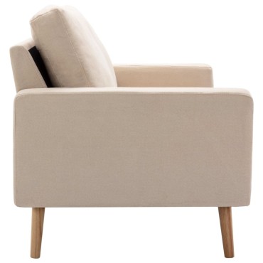 vidaXL Καναπές Διθέσιος Κρεμ Υφασμάτινος 130x76x82,5cm 1 τεμ.