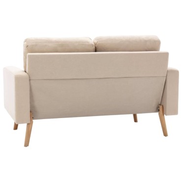 vidaXL Καναπές Διθέσιος Κρεμ Υφασμάτινος 130x76x82,5cm 1 τεμ.