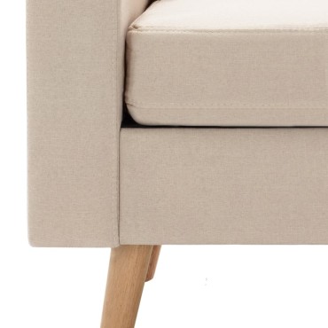 vidaXL Καναπές Διθέσιος Κρεμ Υφασμάτινος 130x76x82,5cm 1 τεμ.